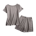 thumbnail image 1 of JSGEK Womens Short Sleeve Pajama Sets Round Neck Design Soft Fabric Relaxed Silhouette for Sleep Wear Gray XL, 1 of 6