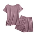 thumbnail image 1 of JSGEK Womens Short Sleeve Pajama Sets Round Neck Design Soft Fabric Relaxed Silhouette for Sleep Wear Purple XXXL, 1 of 6