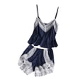 thumbnail image 1 of JSGEK Womens Sleeveless Pajama Sets Ruffle Trim Design Soft Fabric Flowy Silhouette for Sleep Wear Blue XL, 1 of 3