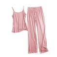 thumbnail image 1 of JSGEK Womens Sleeveless Pajama Sets Spaghetti Strap Design Soft Fabric Relaxed Silhouette for Home Daily Pink M, 1 of 5