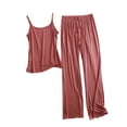 thumbnail image 1 of JSGEK Womens Sleeveless Pajama Sets Spaghetti Strap Design Soft Fabric Relaxed Silhouette for Home Daily Red L, 1 of 5