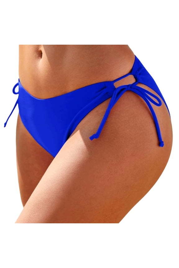 Womens Solid Color Bikini Set Triangle Top Design Stretchy Fabric Relaxed Silhouette for Cruise Wear Blue S