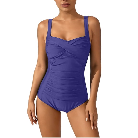 JSGEK Womens Square Neck One Piece Swimsuit High Cut Design Tummy Control Fabric Relaxed Silhouette for Beach Getaways Blue XXXL