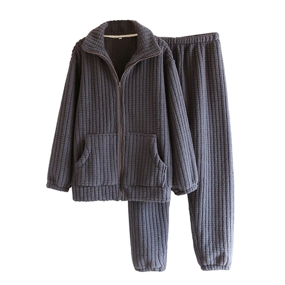 JSGEK Womens Striped Pajama Sets Long Sleeve Button Design Soft Fabric Relaxed Silhouette for Sleep Wear Gray XL