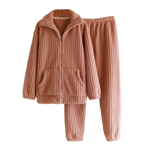 JSGEK Womens Striped Pajama Sets Long Sleeve Button Design Soft Fabric Relaxed Silhouette for Sleep Wear Pink L