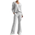 thumbnail image 1 of JSGEK Womens Striped Pajama Sets Long Sleeve Round Neck Design Soft Fabric Relaxed Silhouette for Sleep Wear Gray M, 1 of 6