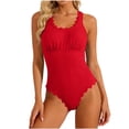 thumbnail image 1 of JSGEK Womens Swimsuit Set Halter Neck Design Lace Up Back High Waist Silhouette Tummy Control Quick Dry Fabric for Beach Vacations Red M, 1 of 6