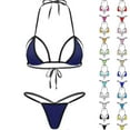 thumbnail image 1 of JSGEK Womens Swimsuit Set Halter Triangle Top Design Front Tie Closure Thong Bottom Quick Dry Fabric for Beach Vacations Beige Free Size, 1 of 3