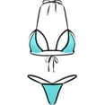 thumbnail image 1 of JSGEK Womens Swimsuit Set Halter Triangle Top Design Front Tie Closure Thong Bottom Quick Dry Fabric for Beach Vacations Blue Free Size, 1 of 2