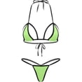 thumbnail image 1 of JSGEK Womens Swimsuit Set Halter Triangle Top Design Front Tie Closure Thong Bottom Quick Dry Fabric for Beach Vacations Green Free Size, 1 of 2