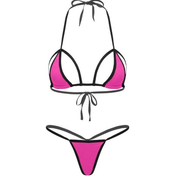 JSGEK Womens Swimsuit Set Halter Triangle Top Design Front Tie Closure ...