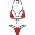 thumbnail image 1 of JSGEK Womens Swimsuit Set Halter Triangle Top Design Front Tie Closure Thong Bottom Quick Dry Fabric for Beach Vacations Red Free Size, 1 of 2