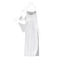 thumbnail image 1 of JSGEK Womens Swimsuit Set Swim Dress Design Deep V Neck Detail Side Slit Accent Lightweight Fabric for Pool Vacations White L, 1 of 5