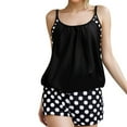 thumbnail image 1 of JSGEK Womens Tankini Set Polka Dot Design Lightweight Fabric Relaxed Silhouette for Water Activities Black XXXXL, 1 of 7