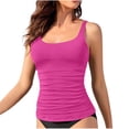thumbnail image 1 of JSGEK Womens Tankini Top Ruched Front Design Quick Dry Fabric Relaxed Silhouette for Water Activities Purple XL, 1 of 2