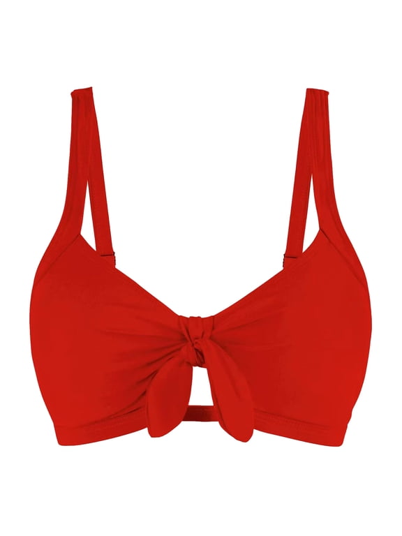 Womens Underwire Bikini Top Push Up Design Stretchy Fabric Relaxed Silhouette for Water Activities Red XL