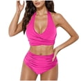 thumbnail image 1 of JSGEK Womens V Neck Bikini Set Padded Design Soft Fabric Relaxed Silhouette for Water Activities Pink L, 1 of 5
