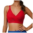 thumbnail image 1 of JSGEK Womens V Neck Bikini Top Padded Design Soft Fabric Relaxed Silhouette for Summer Vacations Red M, 1 of 5