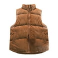 thumbnail image 1 of JSGEK Zip up Jacket Stand Collar Quiled Coat with Pockets Clothes for Men Puffer Vest Winter Men's Warm Padded Vests Clearance Loose Sleeveless Thicken Gilet Sleeveless Thicken Gilet Coffee XL, 1 of 3
