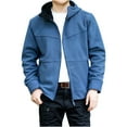 thumbnail image 1 of JSGEK Zip up Fluffy Fuzzy Sherpa Men's Outerwear Jacket Clearance Loose Vintage Long Sleeve Long Sleeve Hoodies Casual Clothes for Men Blue XXL, 1 of 3
