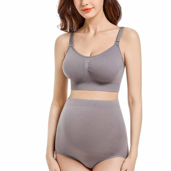 JSGEK without Steel Ring Lightly Lined Bra for Women Fashion Wirefree Comfort Nursing & Maternity Bras Comfortable Breathable Lace Bra Trendy Plunge Gray M Bra for Ladies