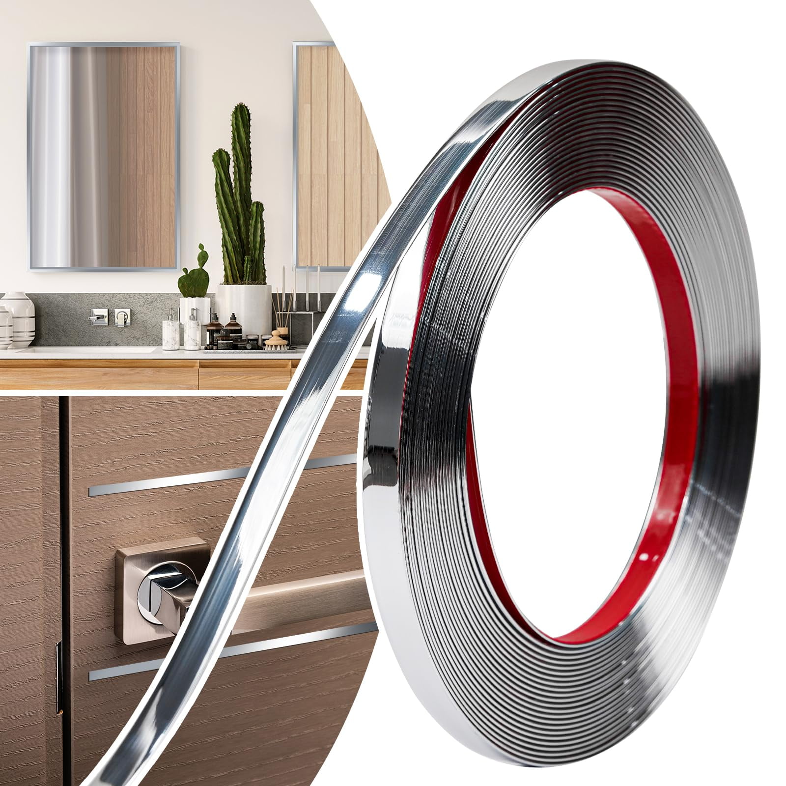 JSIWOTH 40 Ft Peel and Stick Trim Molding,Flexible Waterproof Wall Trim