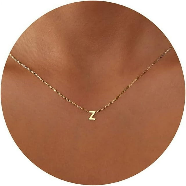 JSJOY Initial Necklaces for Women, 14k Gold Plated Dainty Gold Letter ...