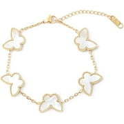 JSJOY Lucky Butterfly Bracelet for Women Girls 18K Gold Plated Simple Fashion Bracelet Link Jewelry Gifts for Women GIirls