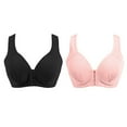 thumbnail image 1 of JSKUMAR 2 Pack Women Buttons Front Closure Bras Seamless Comfort Wirefree Bra Everday Soft Cup Bras 2PC Plus Size Underwear, 1 of 6