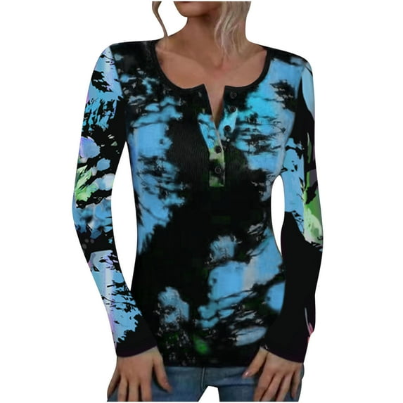 JSKUMAR 3/4 Sleeve Tops Striped Colorful Print Round Neck T-shirts Plus Size Basic Tees Casual Loose Pullovers Shirts Green,L