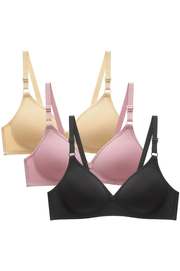 3 Pack Super Soft Wireless Bras Back Double Breasted Small Cup Juniors Comfort Daily Bra Breathable Underwear
