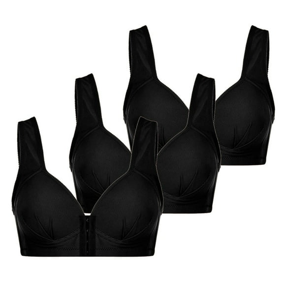 JSKUMAR 3 Pack Women Buttons Front Closure Bras Seamless Comfort Wirefree Bra Everday Soft Cup Bras 3PCs Plus Size Underwear