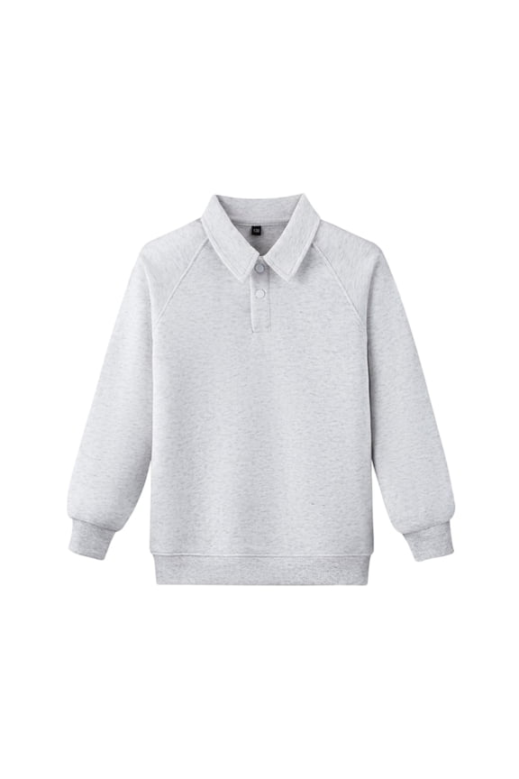 Boys Girls School Uniform Long Sleeve Polor Shirts Classic Solid Color Soft Top Comfortable Fit for Kids (Gray,10-11 Years)