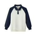 thumbnail image 1 of JSKUMAR Boys Girls School Uniform Raglan Long Sleeve Polor Shirts Classic Color Block Soft Top Comfortable Fit for Kids (Navy,3-4 Years), 1 of 7