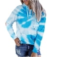 thumbnail image 1 of JSKUMAR Colorful Tie Dye Printed Hooded Sweatshirts Long Sleeve Drawstring Women's Trendy Tops Fall Winter Fashion Hoodies, 1 of 3