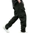 thumbnail image 1 of JSKUMAR Men's Casual Cargo Pants Drawstring Elastic Waist Flap Pockets Streetwear Joggers Athletic Outdoor Hiking Trousers (L, Black), 1 of 7