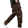 thumbnail image 1 of JSKUMAR Men's Casual Cargo Pants Drawstring Elastic Waist Flap Pockets Streetwear Joggers Athletic Outdoor Hiking Trousers (XL, Coffee), 1 of 7