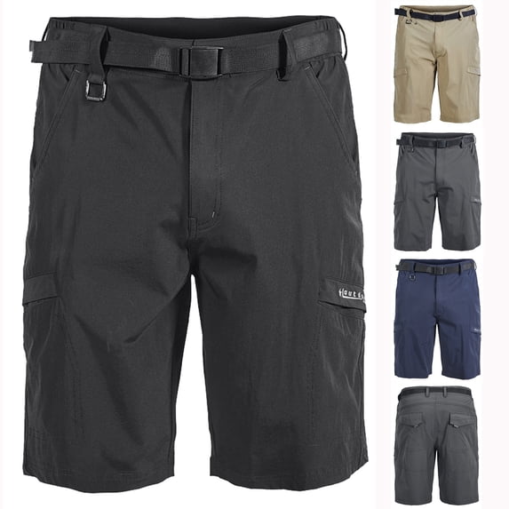 JSKUMAR Men's Mountain Biking Short Casual Relaxed Fit Golf Lounge Quick Drying Shorts with Multi Pockets Black,L