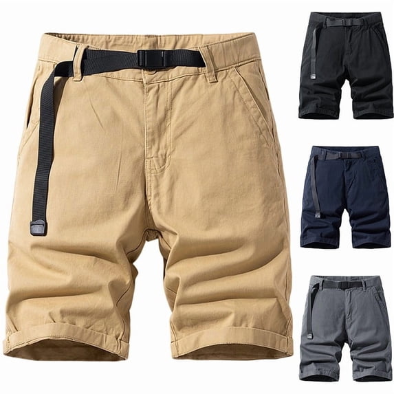 JSKUMAR Men's Tactical Cargo Shorts with Belt Relaxed Fit Casual Summer Solid Work Short with Multi Pockets Khaki,30