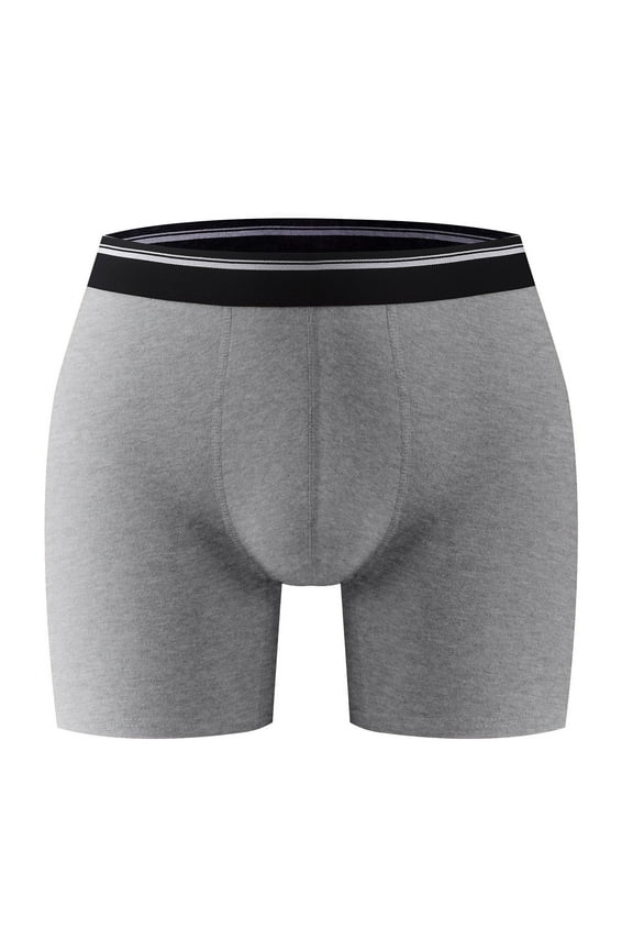 Men's Underwear Mid Waist Boxer Briefs Elastic Breathable Soft Underpants Comfortable Pouch Bulge Trunks (Gray,S)