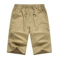 thumbnail image 1 of JSKUMAR Mens Elastic Waist Cargo Shorts Casual Drawstring Relaxed Fit Hiking Outdoor Shorts Multi Pockets Yellow,XL, 1 of 3