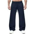 thumbnail image 1 of JSKUMAR Mens Fleece Lined Baggy Sweatpants Comfy Lounge Slacks Wide Leg Heavyweight Loose Fit Track Pants Fall Winter (L, Navy), 1 of 8