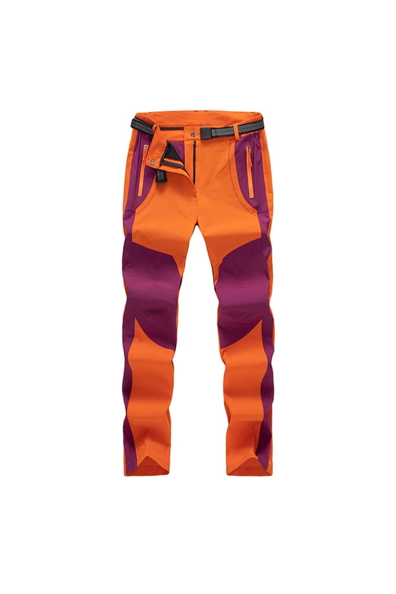 Mens Snow Ski Waterproof Pants Soft shell Snowboard Outdoor Hiking Quick Dry Zipper Sweatpants Bottom Leg Trousers (3XL, Orange-1)
