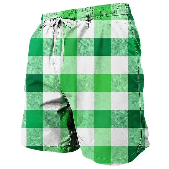 JSKUMAR Mens St. Patrick's Day Shorts Casual Elastic Waist Outdoor Sports Running Swim Board Shorts Green-1,4XL
