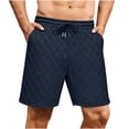 thumbnail image 1 of JSKUMAR Mens Sweat Shorts Elastic Waist Drawstring Summer Beach Stretch Texture Waffle 7 inch Shorts with Pocket Navy,L, 1 of 8