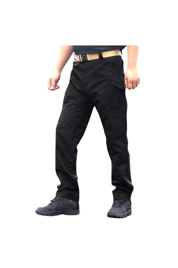 Mens Tactical Pants Casual Ripstop Cargo Work Pants Water Resistant Breathable Hiking Sweatpants with Pockets (M, Black)