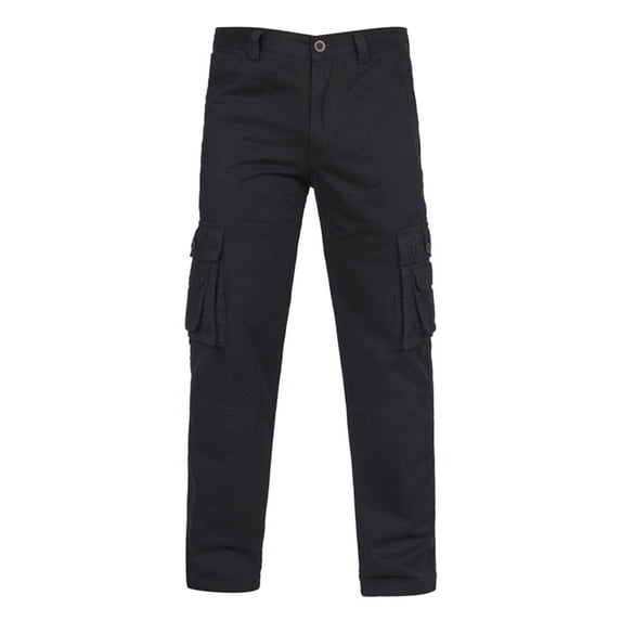 JSKUMAR Plus Size Men's Cargo Pants Vintage Cotton Straight Leg Pants Casual Outdoor Workwear Trousers with Pockets (2XL, Black)