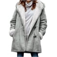 thumbnail image 1 of JSKUMAR Plus Size Women's Clearance Suede Thermal Coat Sherpa Fleece Lined Buttons Lapel Hooded Jacket Outwear Coat Trench Coat OvercoatGrayL, 1 of 7