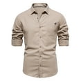 thumbnail image 1 of JSKUMAR Ultra Soft Comfy Long Sleeve Shirts for Men Lapel V Neck Slim Fit Buttons Blouses Cotton Lightweight Casual Tops Khaki,XL, 1 of 5