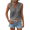 thumbnail image 1 of JSKUMAR Women's Cotton Linen Tank Tops Lightweight Pullover V-Neck Sleeveless Summer Spring Shirts, Gray|M, 1 of 9